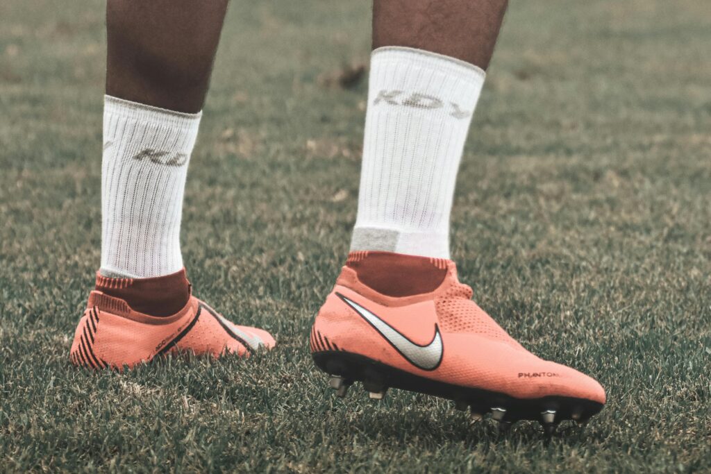 Custom sports socks with logo for soccer and football teams.