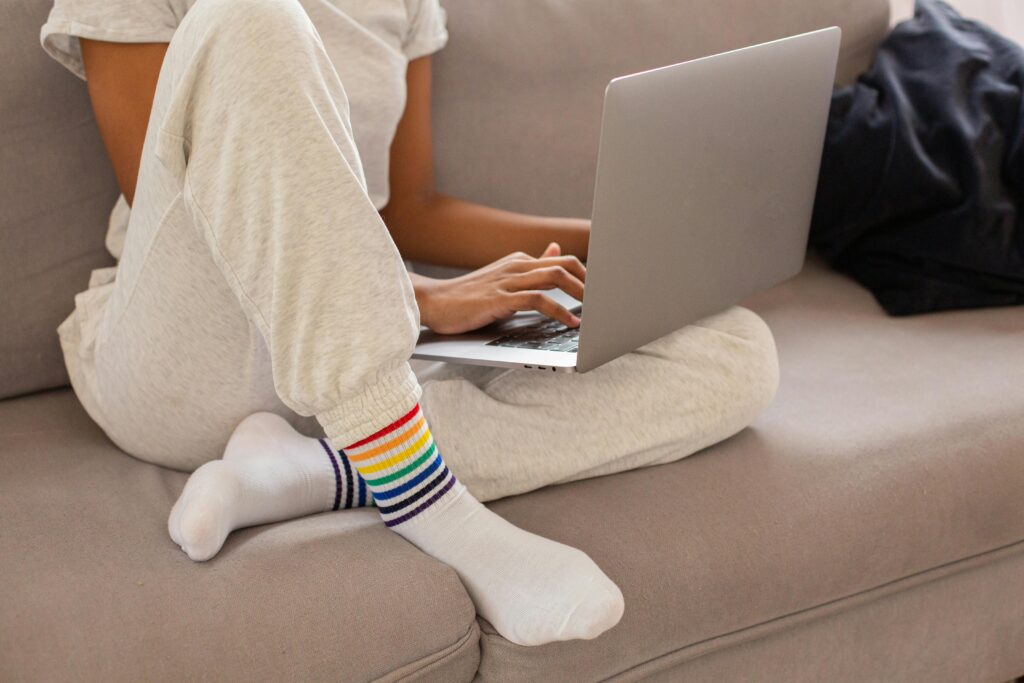 Individualistic rainbow designs for businessman socks casual. 
